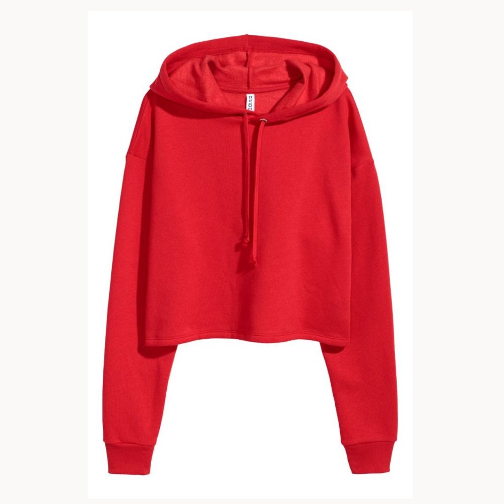 H&M red cropped hoodie